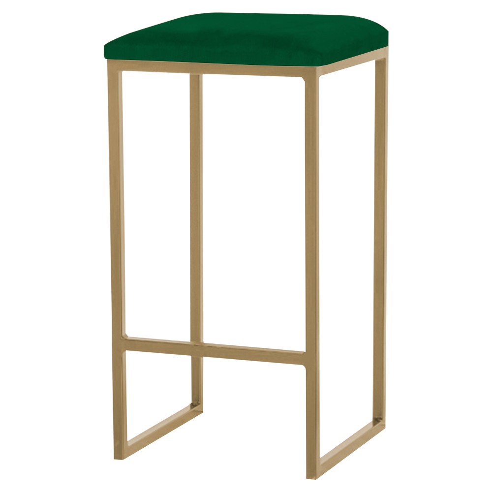 Banqueta Decorativa Billie Base Gold Suede Verde - Gran Belo