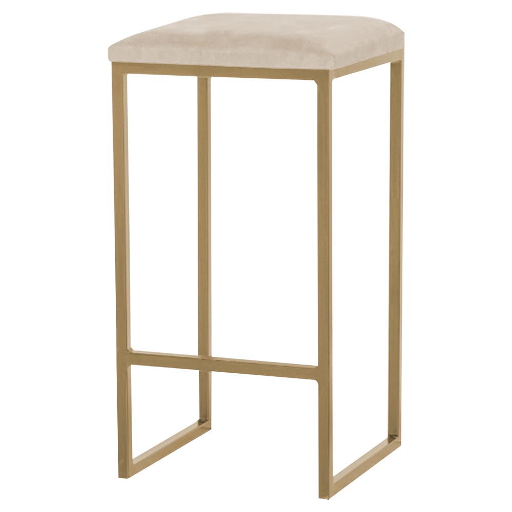 Banqueta Decorativa Billie Base Gold Veludo Bege G41 - Gran Belo