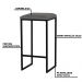 Banqueta Decorativa Billie Base Preta Suede Cinza G41 - Gran Belo