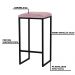 Banqueta Decorativa Billie Base Preta Veludo Rosê G41 - Gran Belo