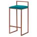 Banqueta Decorativa Jasmine Base Bronze Suede Azul Claro - Gran Belo
