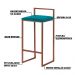 Banqueta Decorativa Jasmine Base Bronze Suede Azul Claro - Gran Belo