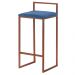 Banqueta Decorativa Jasmine Base Bronze Suede Azul Marinho G41 - Gran Belo