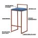 Banqueta Decorativa Jasmine Base Bronze Suede Azul Marinho G41 - Gran Belo
