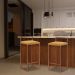 Banqueta Decorativa Jasmine Base Bronze Suede Mostarda G41 - Gran Belo