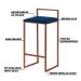 Banqueta Decorativa Jasmine Base Bronze Veludo Azul G41 - Gran Belo