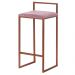 Banqueta Decorativa Jasmine Base Bronze Veludo Rosê G41 - Gran Belo