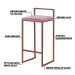 Banqueta Decorativa Jasmine Base Bronze Veludo Rosê G41 - Gran Belo