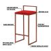 Banqueta Decorativa Jasmine Base Bronze Veludo Vermelho G41 - Gran Belo
