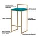 Banqueta Decorativa Jasmine Base Gold Suede Azul Claro G41 - Gran Belo