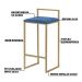 Banqueta Decorativa Jasmine Base Gold Suede Azul Marinho G41 - Gran Belo