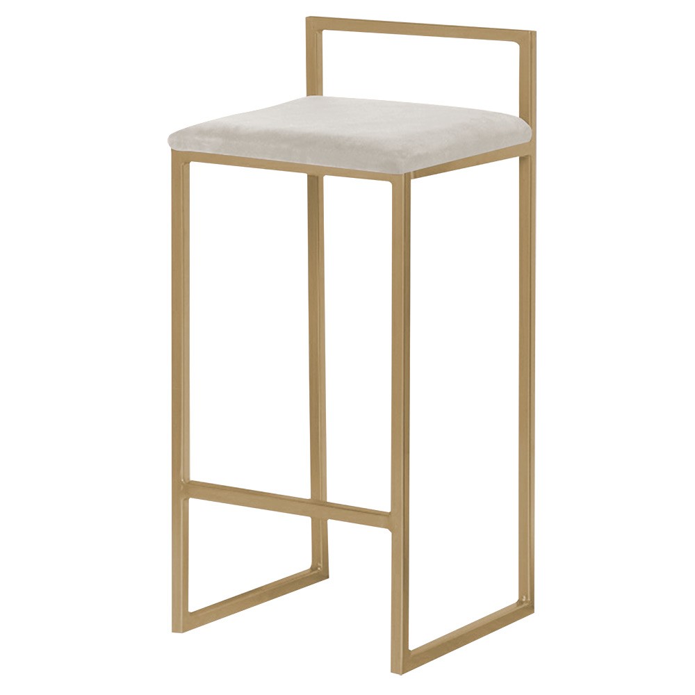 Banqueta Decorativa Jasmine Base Gold Suede Bege G41 - Gran Belo