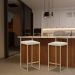 Banqueta Decorativa Jasmine Base Gold Suede Bege G41 - Gran Belo