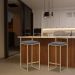 Banqueta Decorativa Jasmine Base Gold Suede Cinza G41 - Gran Belo