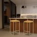 Banqueta Decorativa Jasmine Base Gold Suede Mostarda G41 - Gran Belo