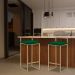 Banqueta Decorativa Jasmine Base Gold Suede Verde G41 - Gran Belo
