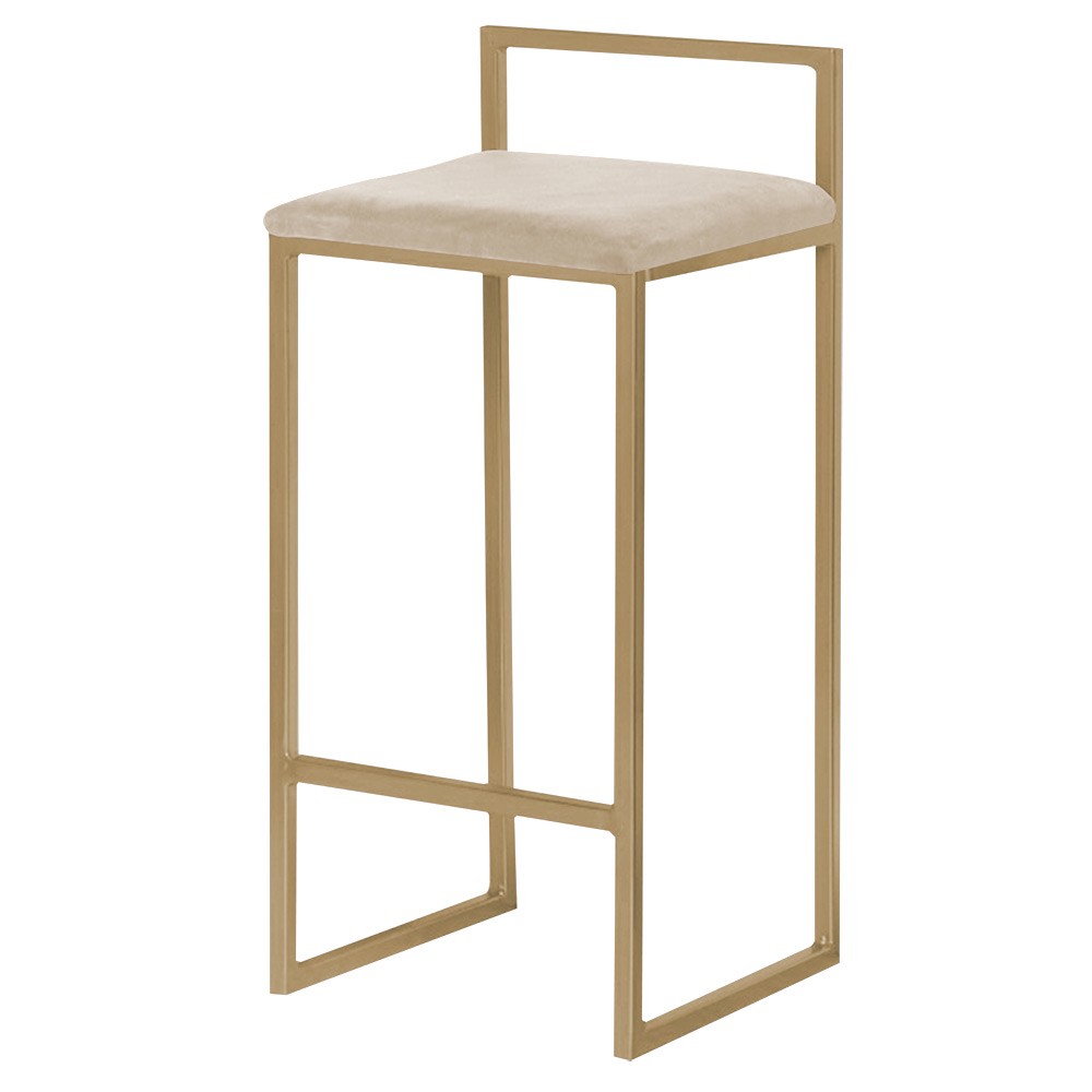 Banqueta Decorativa Jasmine Base Gold Veludo Bege G41 - Gran Belo
