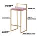 Banqueta Decorativa Jasmine Base Gold Veludo Rosê - Gran Belo