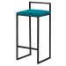 Banqueta Decorativa Jasmine Base Preto Suede Azul Claro G41 - Gran Belo