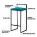Banqueta Decorativa Jasmine Base Preto Suede Azul Claro G41 - Gran Belo