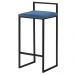 Banqueta Decorativa Jasmine Base Preto Suede Azul Marinho - Gran Belo
