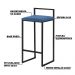 Banqueta Decorativa Jasmine Base Preto Suede Azul Marinho - Gran Belo