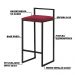 Banqueta Decorativa Jasmine Base Preto Suede Bordô G41 - Gran Belo