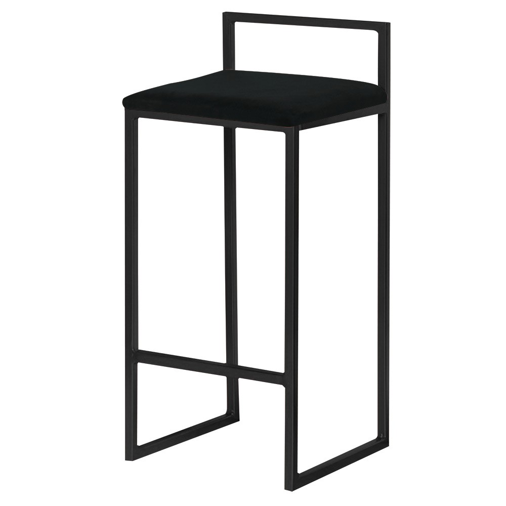 Banqueta Decorativa Jasmine Base Preto Suede Preto G41 - Gran Belo
