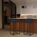 Banqueta Decorativa Jasmine Base Preto Veludo Azul G41 - Gran Belo