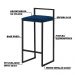 Banqueta Decorativa Jasmine Base Preto Veludo Azul G41 - Gran Belo