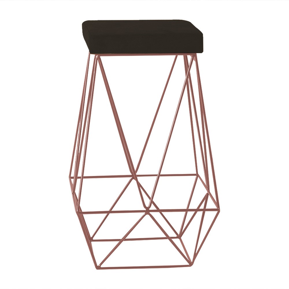 Banqueta Decorativa Kathy Base Bronze Suede Marrom G41 - Gran Belo