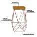 Banqueta Decorativa Kathy Base Bronze Suede Mostarda G41 - Gran Belo