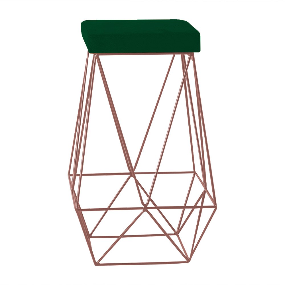 Banqueta Decorativa Kathy Base Bronze Suede Verde G41 - Gran Belo
