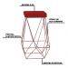 Banqueta Decorativa Kathy Base Bronze Suede Vermelho G41 - Gran Belo