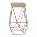 Banqueta Decorativa Kathy Base Bronze Veludo Bege - Gran Belo