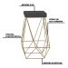 Banqueta Decorativa Kathy Base Gold Suede Cinza G41 - Gran Belo
