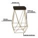 Banqueta Decorativa Kathy Base Gold Suede Marrom G41 - Gran Belo