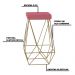 Banqueta Decorativa Kathy Base Gold Suede Rosa G41 - Gran Belo