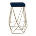 Banqueta Decorativa Kathy Base Gold Veludo Azul - Gran Belo