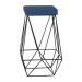 Banqueta Decorativa Kathy Base Preta Suede Azul Marinho - Gran Belo