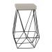 Banqueta Decorativa Kathy Base Preta Suede Bege G41 - Gran Belo