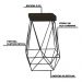 Banqueta Decorativa Kathy Base Preta Suede Marrom G41 - Gran Belo