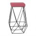 Banqueta Decorativa Kathy Base Preta Suede Rosa - Gran Belo