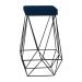 Banqueta Decorativa Kathy Base Preta Veludo Azul G41 - Gran Belo