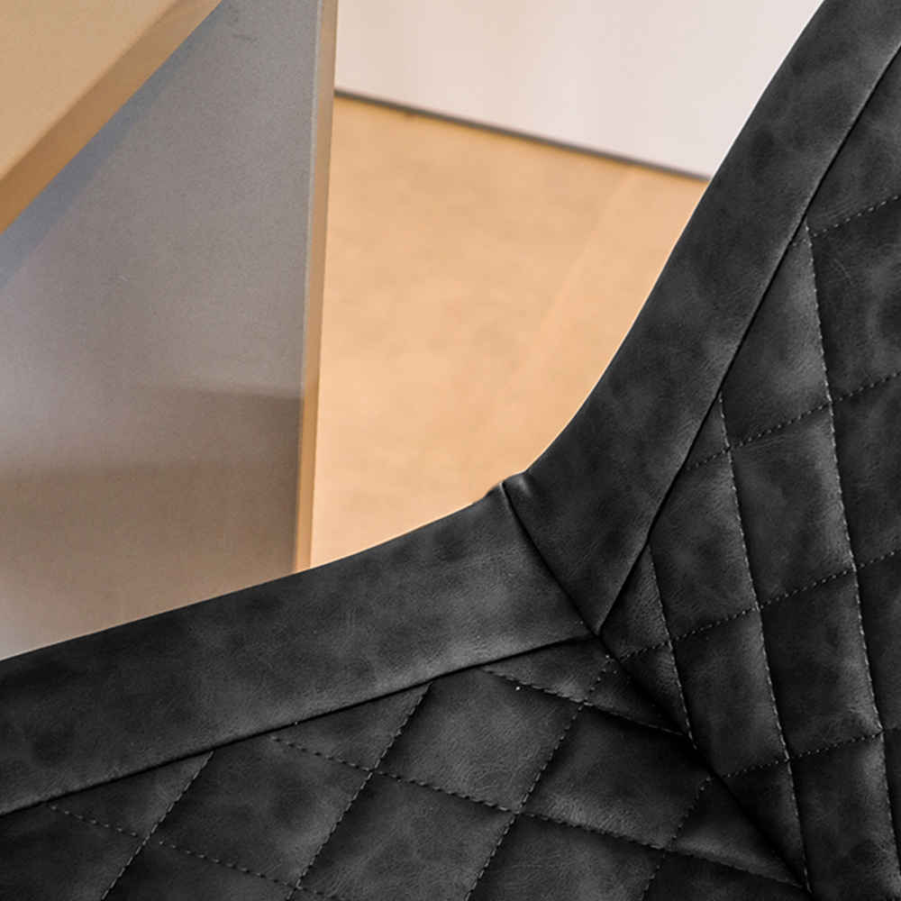 Banqueta Decorativa Magé PU Matelassê c/Apoio para os Pés Base em Aço Cinza G56 - Gran Belo