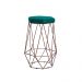 Banqueta Decorativa Rubel Base Bronze Suede Azul Claro G41 - Gran Belo