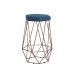 Banqueta Decorativa Rubel Base Bronze Suede Azul Marinho - Gran Belo