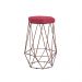 Banqueta Decorativa Rubel Base Bronze Suede Rosa G41 - Gran Belo