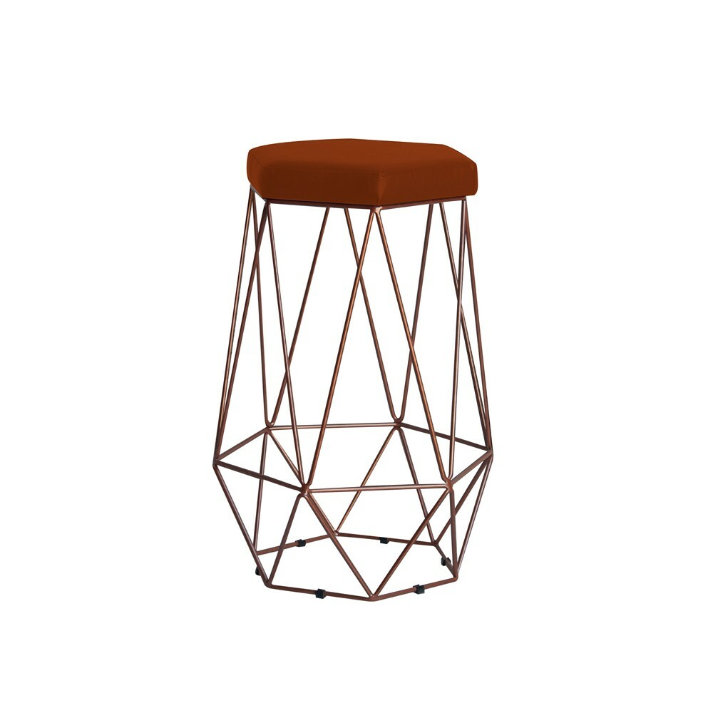Banqueta Decorativa Rubel Base Bronze Suede Telha G41 - Gran Belo