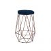 Banqueta Decorativa Rubel Base Bronze Veludo Azul G41 - Gran Belo